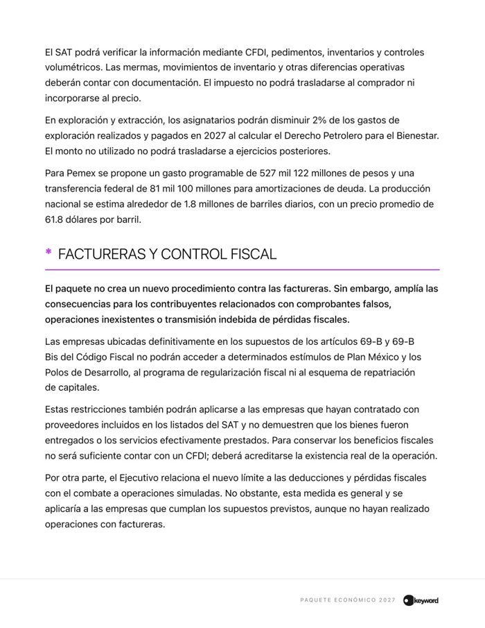Página interior con recuadros A tomar en cuenta